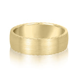 Slim Men's 5mm-8mm Carved Gold Band Ring
