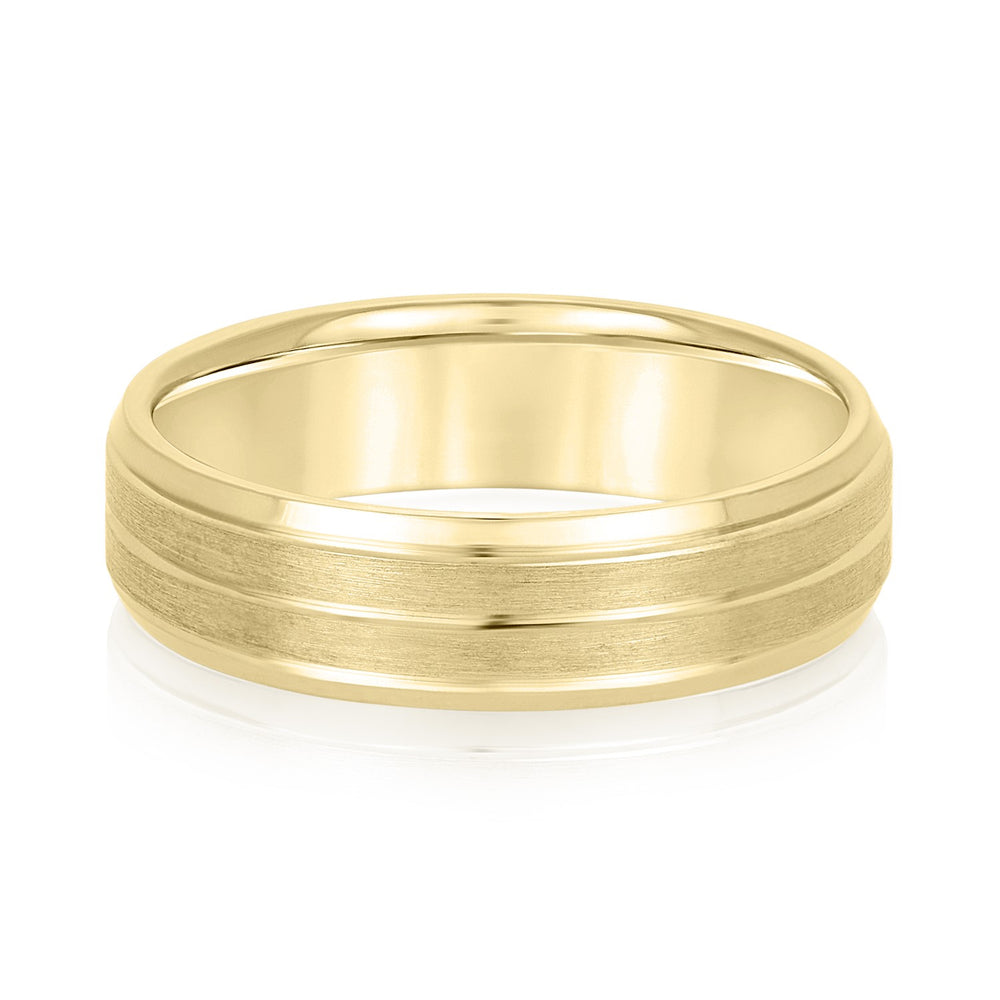 Slim Men's 5mm-8mm Carved Gold Band Anniversary Line