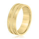 Bold Men's 5mm-8mm Carved Gold Band Anniversary Line