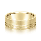 Bold Men's 5mm-8mm Carved Gold Band Mirror Finish