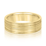 Bold Men's 5mm-8mm Carved Gold Band Soft Shine