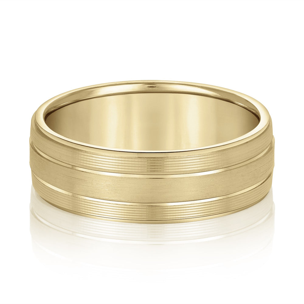 Bold Men's 5mm-8mm Carved Gold Band Bold
