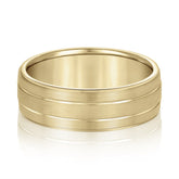 Slim Men's 5mm-8mm Carved Gold Band Balanced
