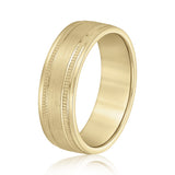 Bold Men's 5mm-8mm Milgrain Edge Gold Band Delicate