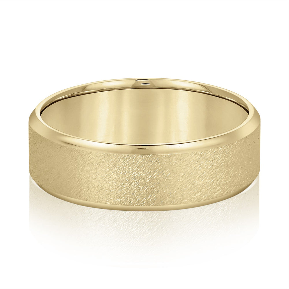 Slim Men's 5mm-8mm Carved Gold Band Tailored