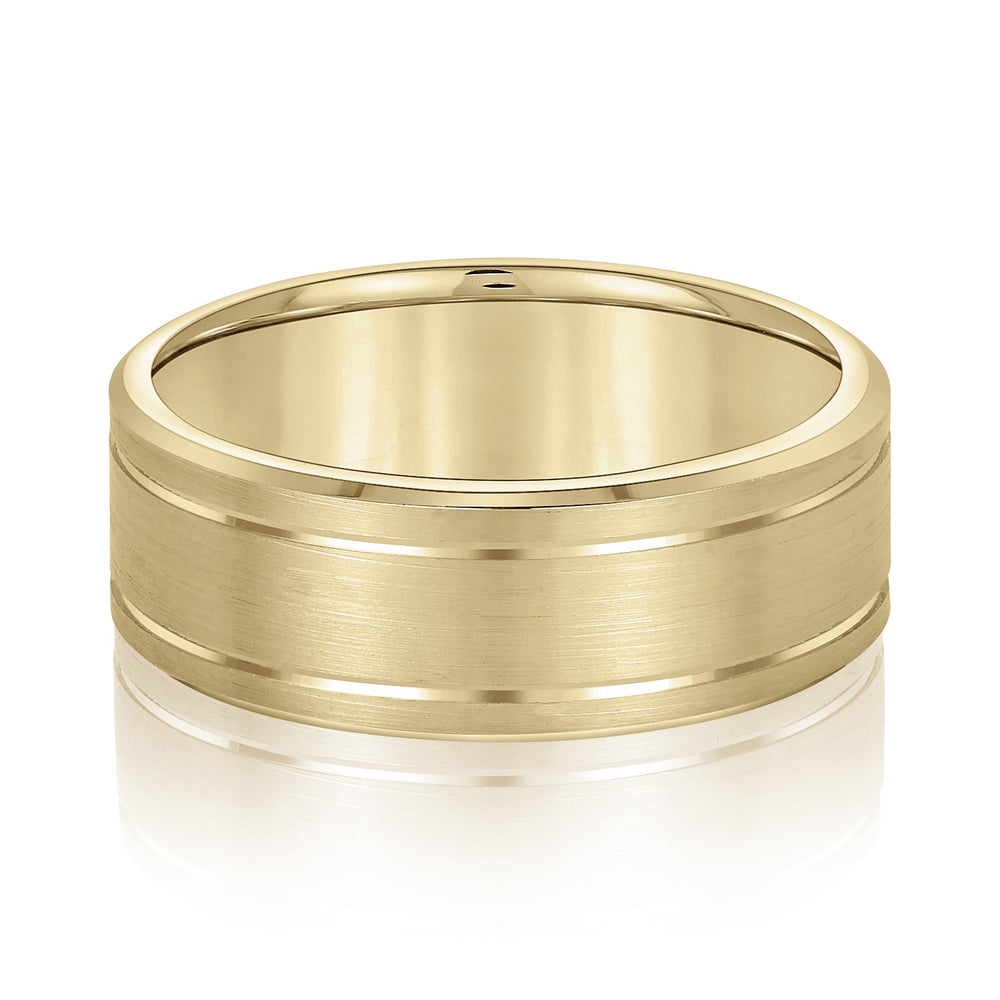 Slim Men's 5mm-8mm Carved Gold Band Sculpted