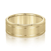 Bold Men's 5mm-8mm Carved Gold Band Tailored