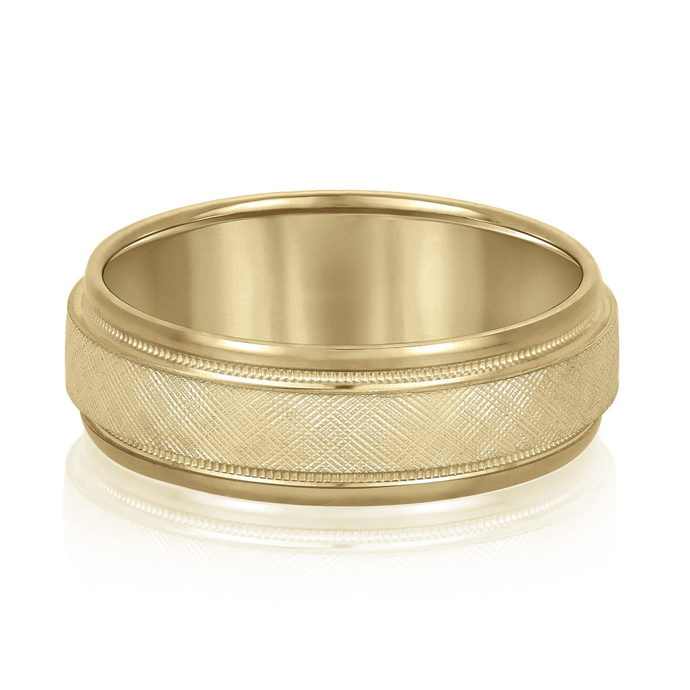 Bold Men's 5mm-8mm Carved Gold Band Sculpted