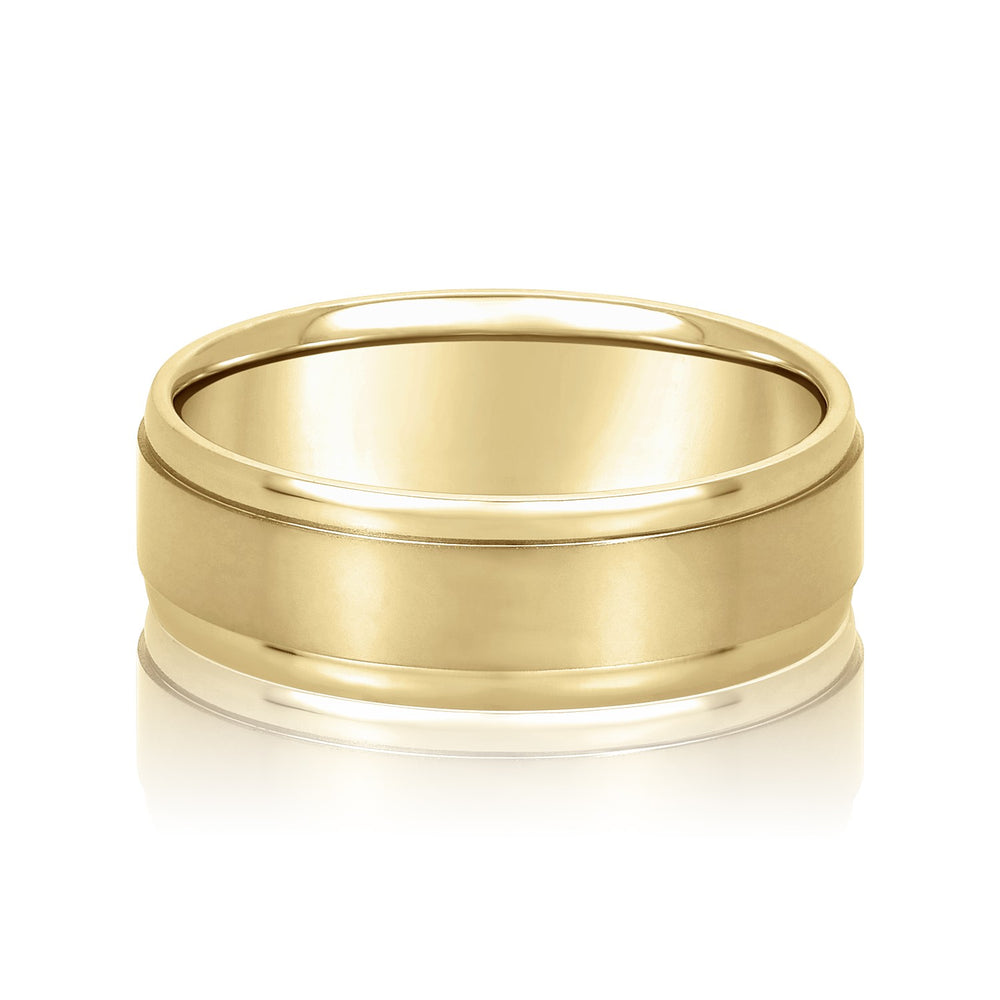 Bold Men's 5mm-8mm Carved Gold Band Clean Cut