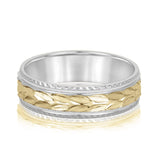 Slim Men's 5mm-8mm Carved Gold Band Modern Set