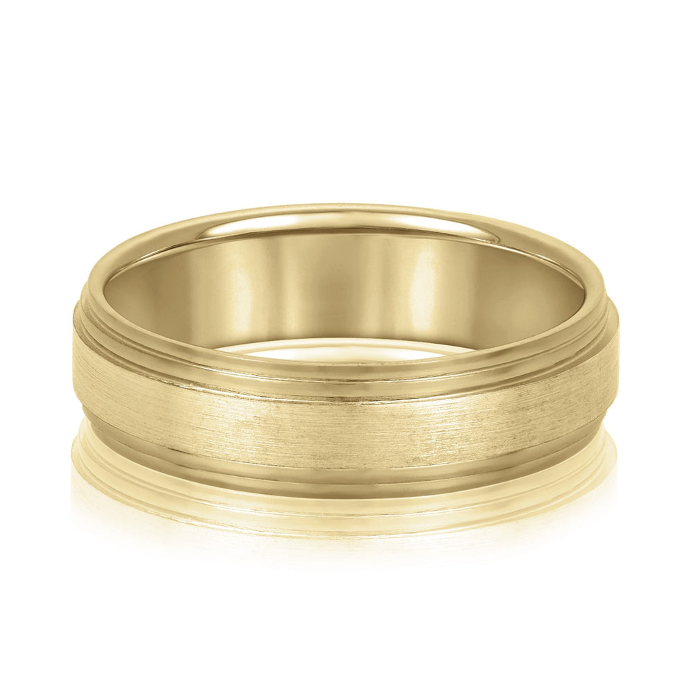 Bold Men's 5mm-8mm Carved Gold Band Classic Set