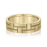 Slim Men's 5mm-8mm Carved Gold Band Court Finish