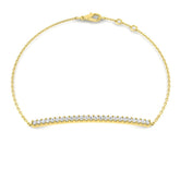 18K Gold Diamond Bar Bracelet, Natural Round Diamond Bracelet, Curved Diamond Bar Jewelry