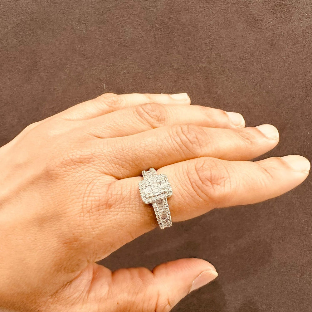 2.00Ct Natural Diamond Multi-Stone Engagement Ring in 9K White Gold Baguette & Round