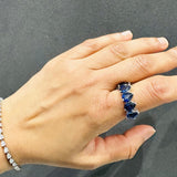 6.00Ct Natural Pear Cut Royal Blue Sapphire 5-Stone Gemstone Ring 14K White Gold