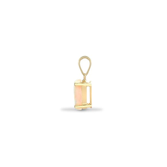 18K Yellow Gold Solitaire Opal October Birthstone Pendant with 4-Prong Setting