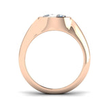 Oval Bezel Engagement Ring For Men Lab Grown Diamond in Gold & Platinum