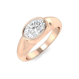 Oval Bezel Engagement Ring For Men Lab Grown Diamond in Gold & Platinum