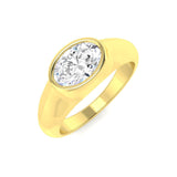 Oval Bezel Engagement Ring For Men Lab Grown Diamond in Gold & Platinum