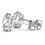 Boucles d'oreilles puces en diamant de laboratoire D/VVS pour femmes, taille ovale, serties à 4 griffes