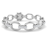9K White Gold Lab Grown Diamond Oval Link Bracelet