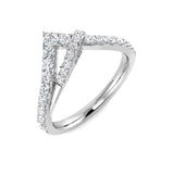 Overlapping diamond wishbone ring