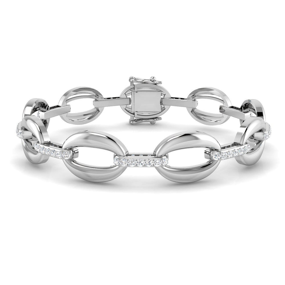 18K White Gold Lab Grown Diamond Oval Link Bracelet