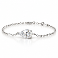 1.00Ct D/VS Lab Grown Pear Diamond Everyday Bracelet 950 Platinum Ready To Ship