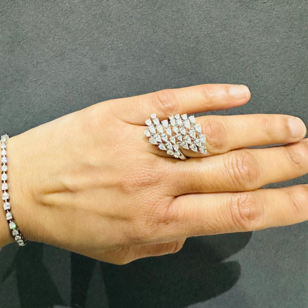 Natural Diamond Designer Ring Cocktail Ring Custer Ring Prong Set Gift for Wife