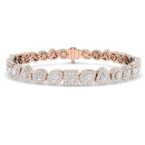 Pear Oval Round Diamond Bracelet, Luxury Gold Tennis Bracelet, Princess Cut Diamond Halo Bracelet