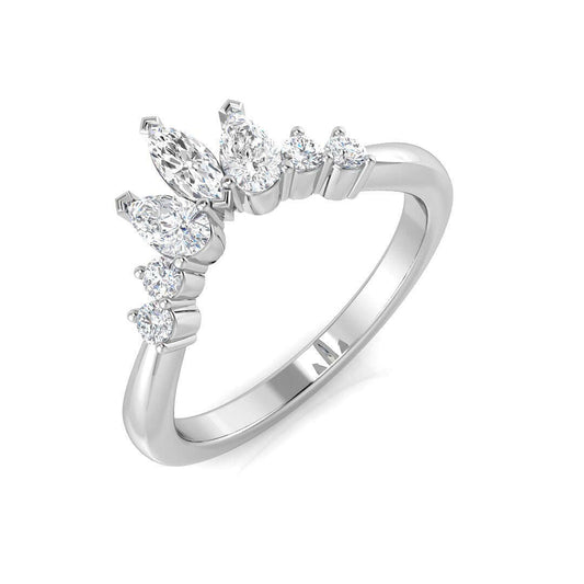 Pear and round diamond wishbone ring