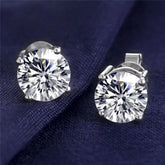 Close Up Round Natural Diamond Earrings