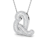 Diamond Script Initial Pendant with Baguette and Round Diamonds