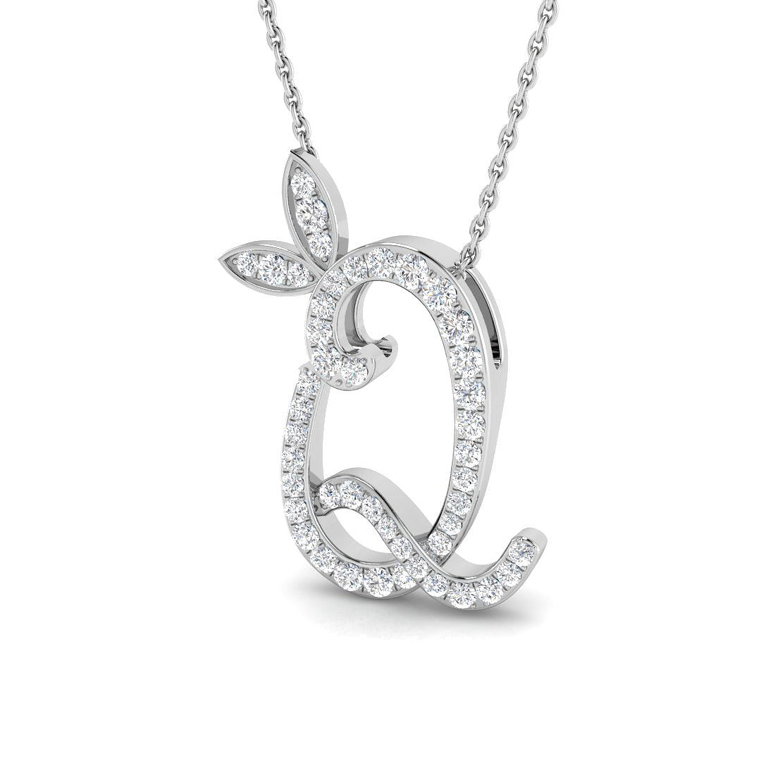 Gold Butterfly Initial Pendant Necklace with Diamonds