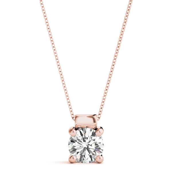 D-VVS Lab-Grown Round Solitaire Diamond Pendant For Women.