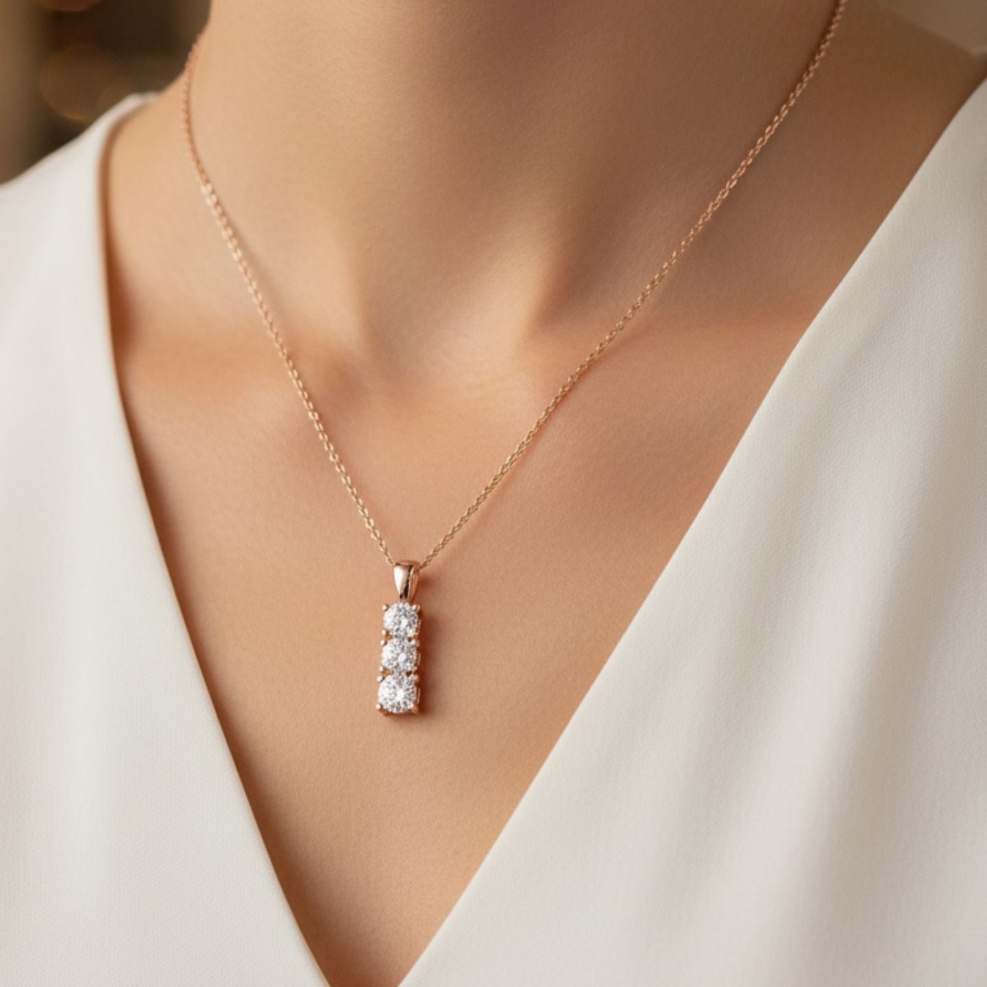 Minimalist Round Diamond Drop Pendant Necklace – Sustainable Lab Grown Diamond UK