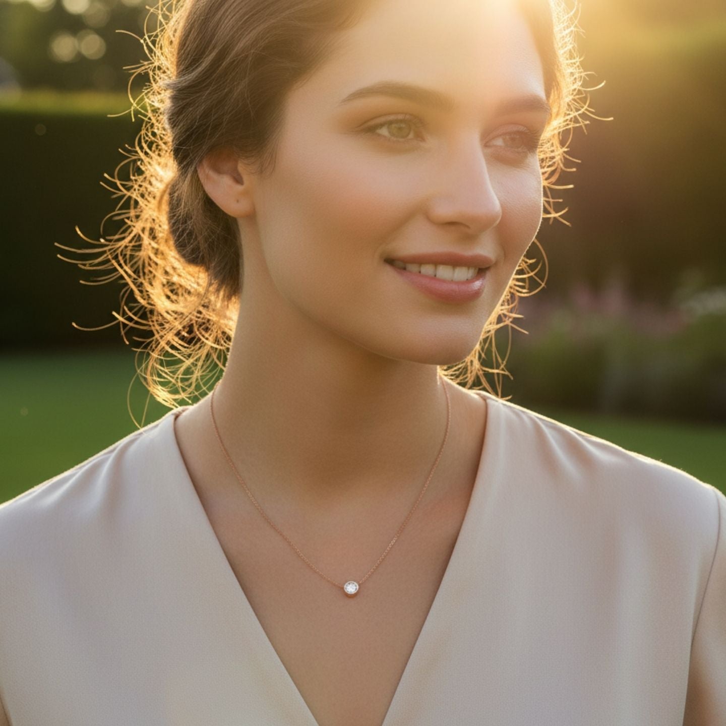 Lab Grown Round Diamond Solitaire Pendant | UK Made Gold & Platinum | Bezel Set