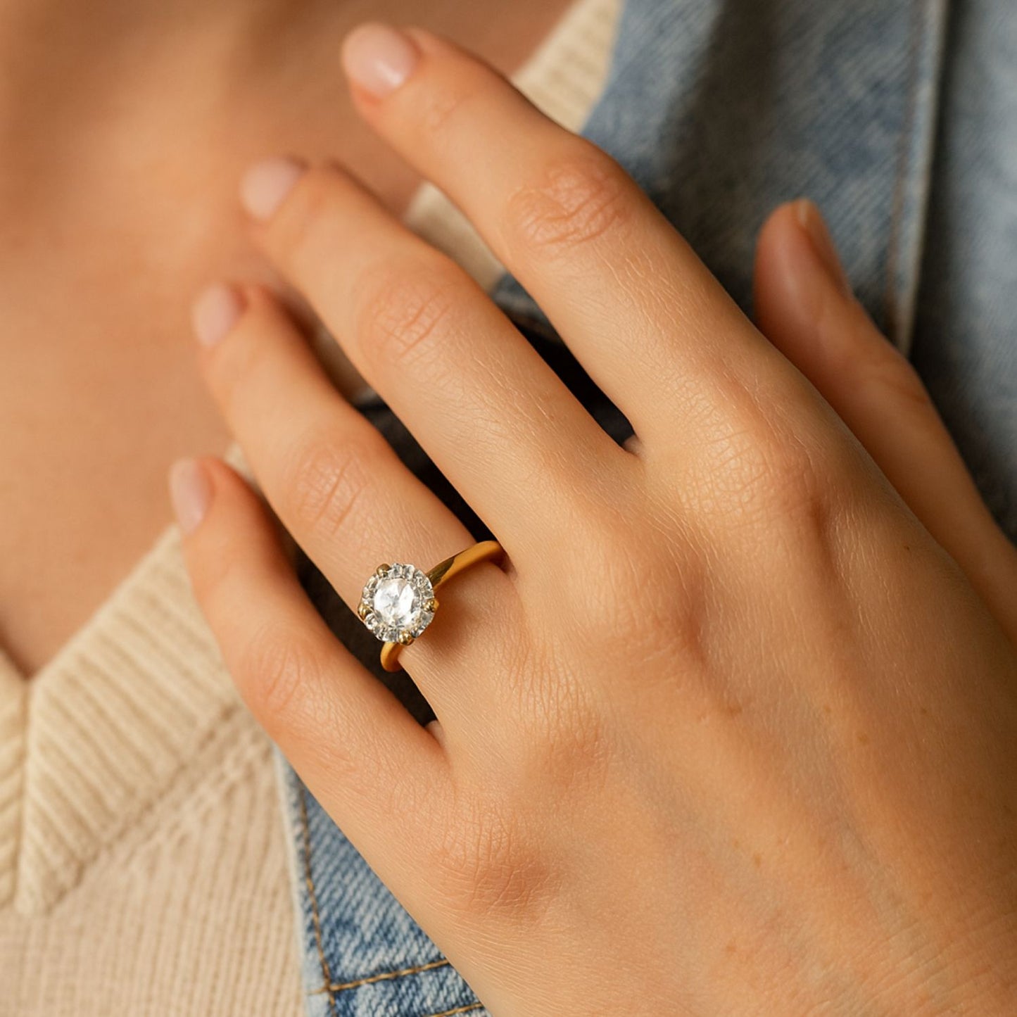 0.50ct Solitaire Round Lab Grown Diamond White Gold Prong Set Engagement Ring