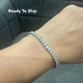 Oval Cut 7.08Ct Natural Diamond Tennis Bracelet in 18K White Gold | Fine Jewelry