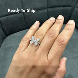 0.35Ct Natural Diamond butter Fly Art Ring Crafted in 9k White Gold