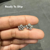 Natural Diamond 1.00 Carat Bezel Set Bubble Stud Earrings in 18K White Gold