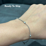 Bracelet en argent sterling 925 serti clos de diamants de laboratoire ronds