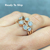18K Rose Gold Bezel Set Multi Layer Bubble Ring in Lab Grown Diamond