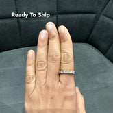 Bague demi-alliance en or blanc 9 carats sertie d'un diamant rond de laboratoire de 2,0 carats et serti griffes en U