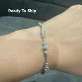 3.00 Carat Round Cut Bezel Set Natural Diamond Bracelet in 9K White Gold | UK Hallmarked