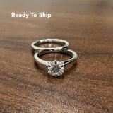 Solitär-Verlobungsring-Set mit 1,00 Karat, sechs Krappenfassung, gefertigt aus 9-karätigem Weißgold