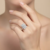 Diamond ring on a hand with a soft background