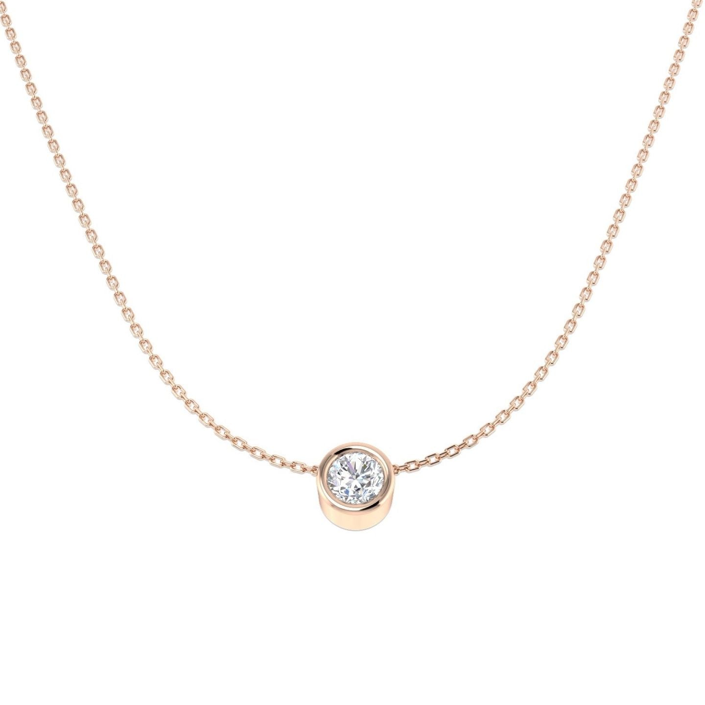 Luxury Round Diamond Bezel Pendant – Available in Gold & Platinum with Optional Chain