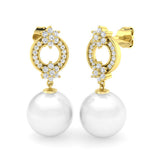 Floral Pearl Diamond Drop Earrings for women