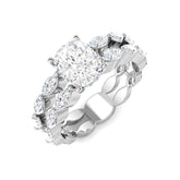 Round cut natural or lab grown diamond full eternity engagement ring with marquise and round stones in white gold